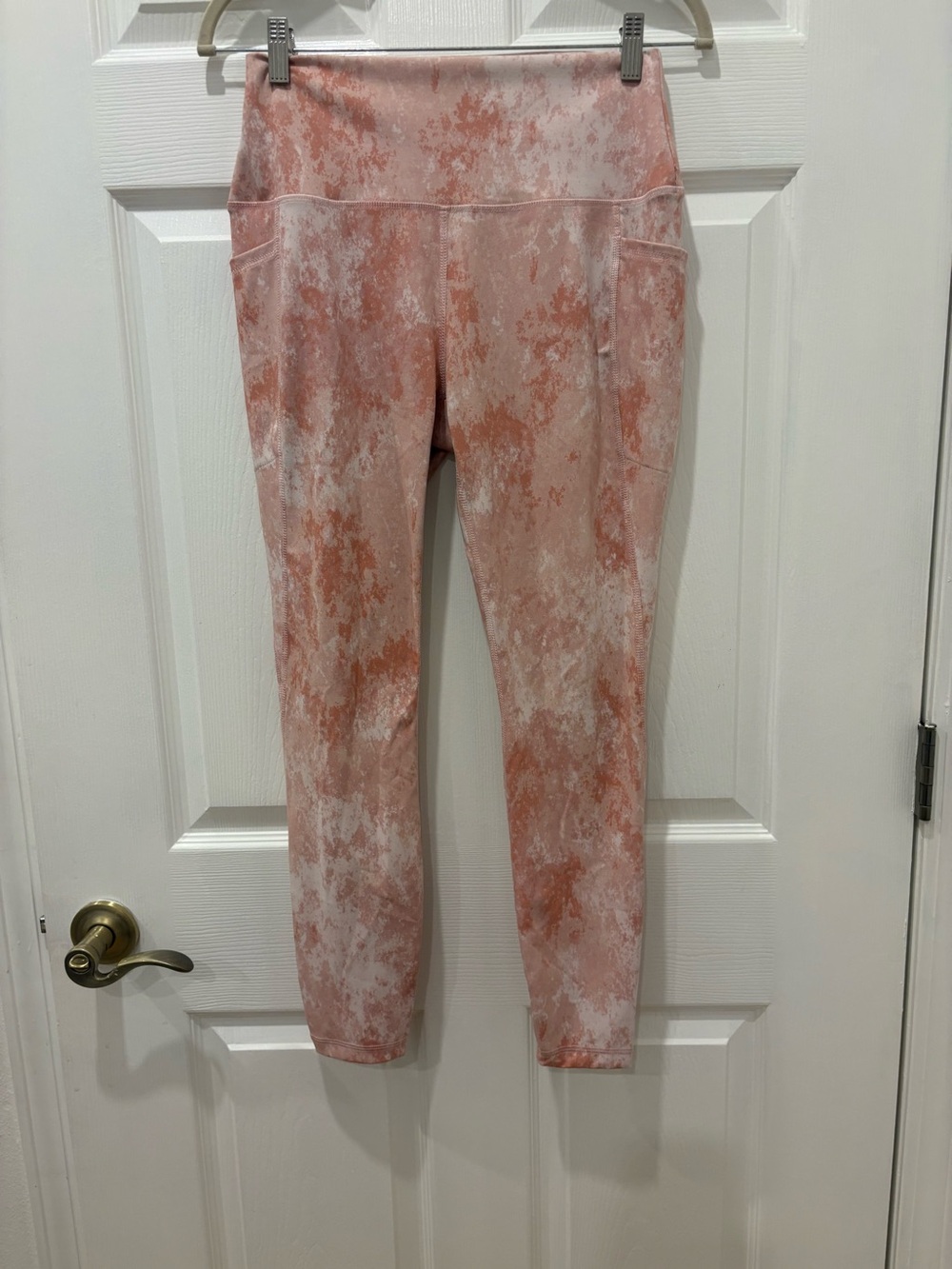 RBX Pink Marble-Print High-Rise Leggings size L